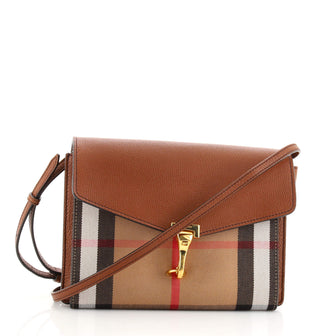 Burberry Macken Crossbody Bag Leather and House Check Canvas Small