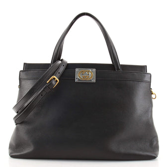Gucci Interlocking G Top Handle Tote Leather Medium