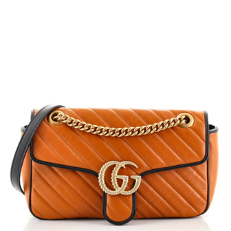 Gucci GG Marmont Flap Bag Diagonal Quilted Leather Small