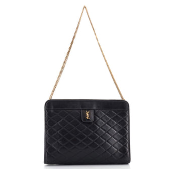 Saint Laurent Victoire Chain Clutch Quilted Leather