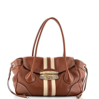 Prada Pushlock Flap Tote Vitello Daino with Lizard Large