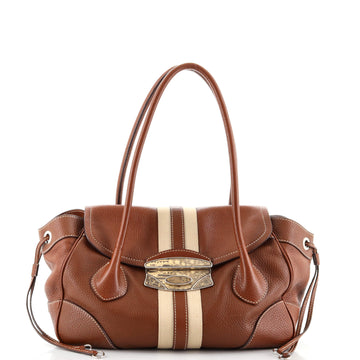 Prada Pushlock Flap Tote Vitello Daino with Lizard Large