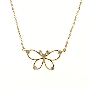 Tiffany & Co. Butterfly Pendant Necklace 18K Yellow Gold with Diamonds