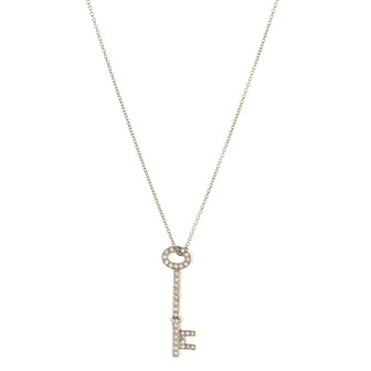 Tiffany & Co. Oval Key Pendant Necklace Platinum and Diamonds