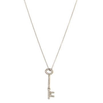 Tiffany & Co. Oval Key Pendant Necklace Platinum and Diamonds