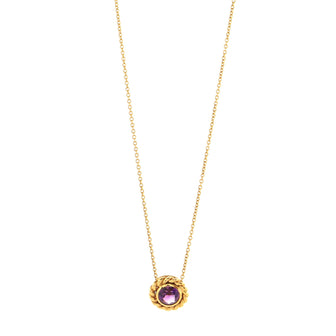 Tiffany & Co. Circle Pendant Necklace 18K Yellow Gold with Amethyst