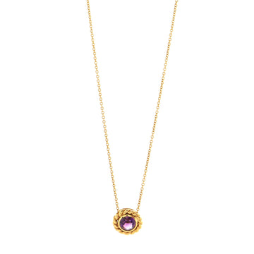 Tiffany & Co. Circle Pendant Necklace 18K Yellow Gold with Amethyst