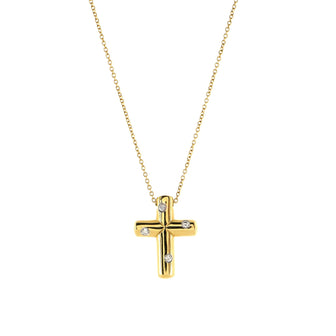 Tiffany & Co. Dots Cross Pendant Necklace 18K Yellow Gold with Diamonds