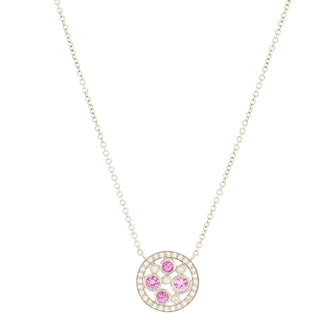 TIFFANY Platinum Diamond Pink Sapphire Cobblestone Pendant Necklace 1182811