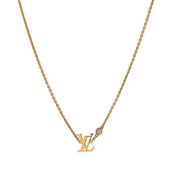 LOUIS VUITTON 18K Yellow Gold Diamond Idylle Blossom LV Pendant Necklace  1287381