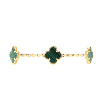 Van Cleef & Arpels Vintage Alhambra 5 Motifs Bracelet 18K Yellow Gold and Malachite