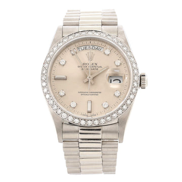 Oyster Perpetual President Day-Date Automatic Watch Platinum with Diamond Bezel and Round and Baguette Diamond Markers 36