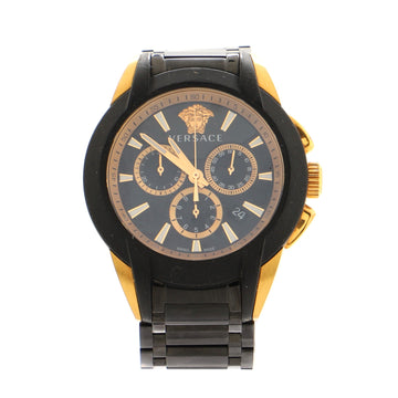 Versace Character Chronograph Quartz Watch PVD and Gold Plated Stainless Steel with Rubber 42