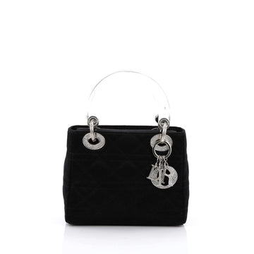 Christian Dior Vintage Lady Dior Handbag Cannage Quilt Satin with Crystals Mini black