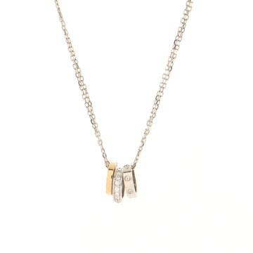Cartier Love 3 Ring Pendant Necklace 18K Rose Gold and 18K White Gold with Diamonds