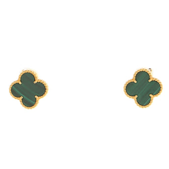 Van Cleef & Arpels Vintage Alhambra Earrings 18K Yellow Gold and Malachite