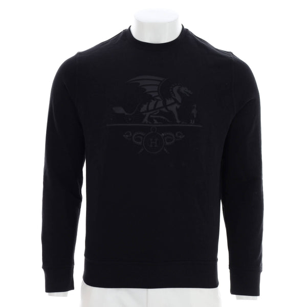 Hermes Men's Ex-Libris Dragon Sweatshirt Cotton with Lambskin