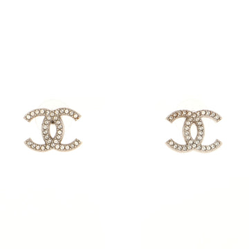 Chanel CC Stud Earrings Metal with Crystals