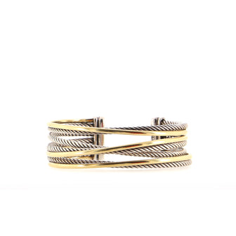 David Yurman Four Row Crossover Cuff Bracelet Sterling Silver and 18K Yellow Gold