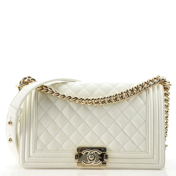 Chanel Boy Flap Bag Quilted Caviar Old Medium