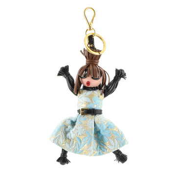 Prada Jasmine Bag Charm Brocade Fabric and Leather