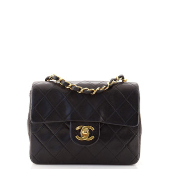 Chanel Vintage Square Classic Single Flap Bag Quilted Lambskin Mini