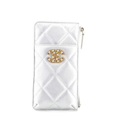 Chanel 19 Vertical Phone Case Pouch Quilted Goatskin