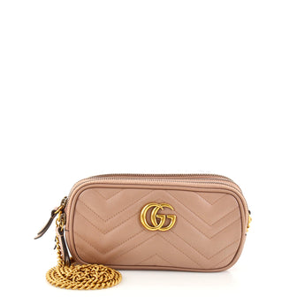 Gucci GG Marmont Triple Zip Chain Bag Matelasse Leather Mini