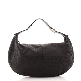 Fendi Zip Flat Hobo Zucchino Canvas Medium