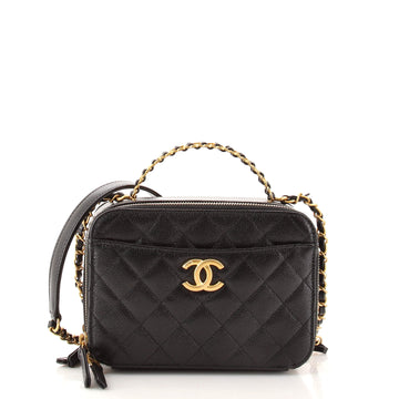 Chanel Pick Me Up Logo Handle Vanity Case Quilted Caviar Small