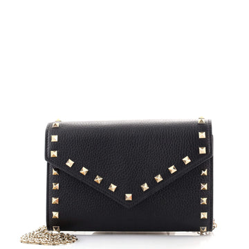 Valentino Rockstud Envelope Chain Wallet Leather