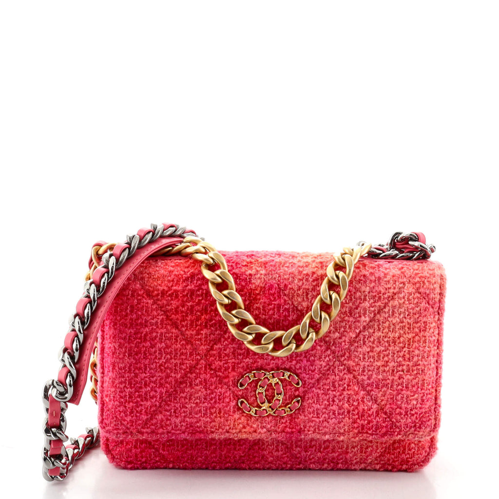 Chanel 19 Wallet on Chain Quilted Tweed Pink 1432251