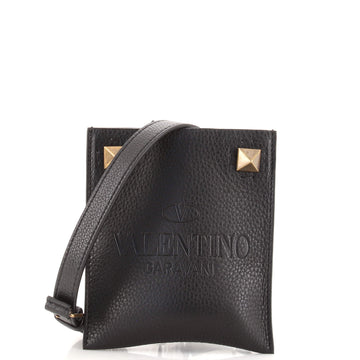 Valentino Rockstud Debossed Logo Crossbody Bag Leather