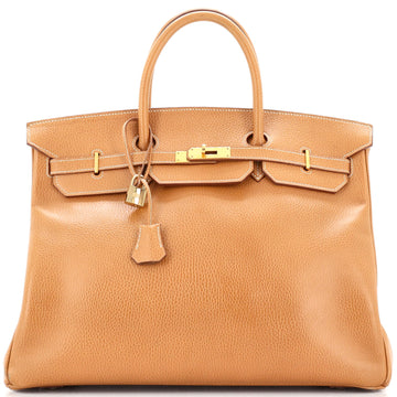 Hermes Birkin Handbag Brown Ardennes with Gold Hardware 40