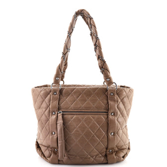 Chanel Lady Braid Shopping Tote Quilted Distressed Lambskin Medium