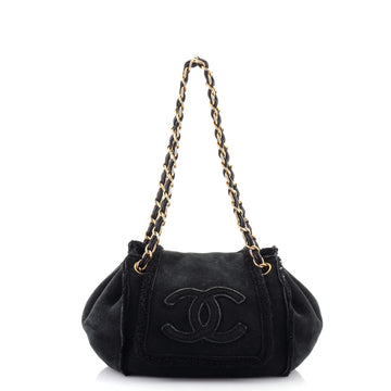Chanel Accordion Flap Bag Suede with Shearling Small