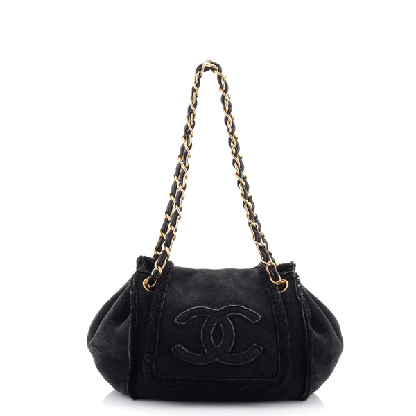 Chanel Black Suede Shearling Small Accordion Flap Bag – Ladybag  International