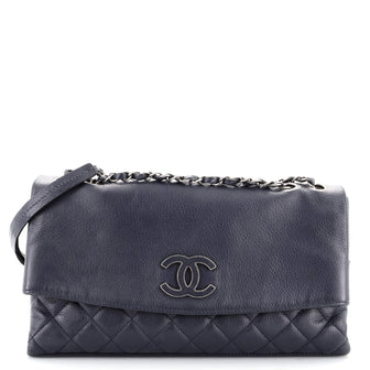 Chanel Hamptons Foldover Flap Bag Quilted Calfskin Medium