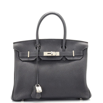 Hermes Birkin Handbag Blue Togo with Palladium Hardware 30