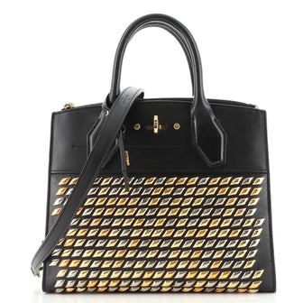 Louis Vuitton City Steamer Handbag Studded Leather PM