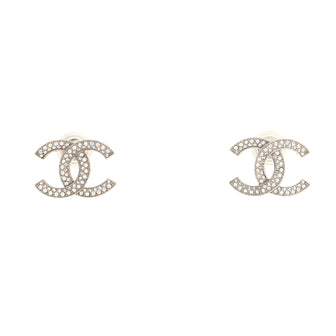 Chanel CC Stud Earrings Metal with Crystals