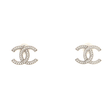 Chanel CC Stud Earrings Metal with Crystals