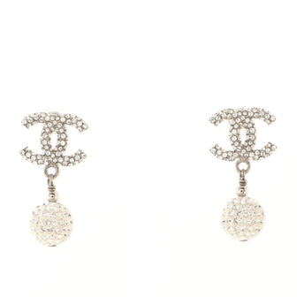 Chanel CC Dangle Earrings Metal with Crystals
