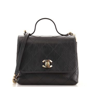 Chanel CC Double Pocket Top Handle Bag Stitched Calfskin Small