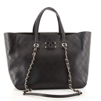 Chanel Covered CC Shopping Tote Stitched Calfskin Medium