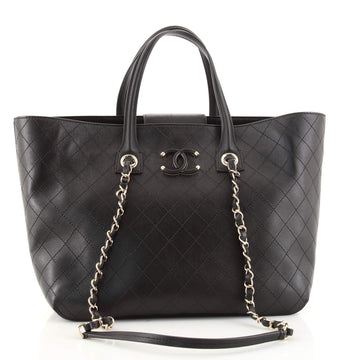 Chanel Covered CC Shopping Tote Stitched Calfskin Medium