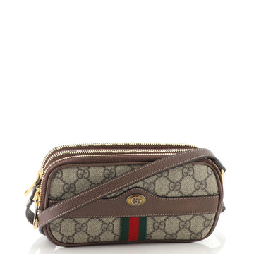 Gucci Ophidia Triple Zip Crossbody Bag GG Coated Canvas Mini