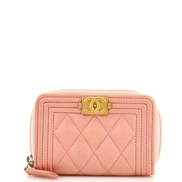 Chanel Boy Zip Coin Purse Quilted Caviar Small
