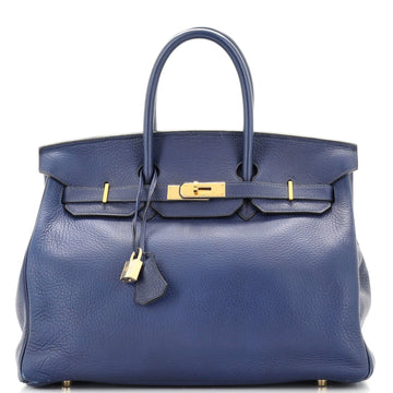 Hermes Birkin Handbag Blue Togo with Gold Hardware 35