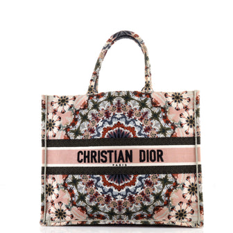 Christian Dior Book Tote Embroidered Canvas Large
